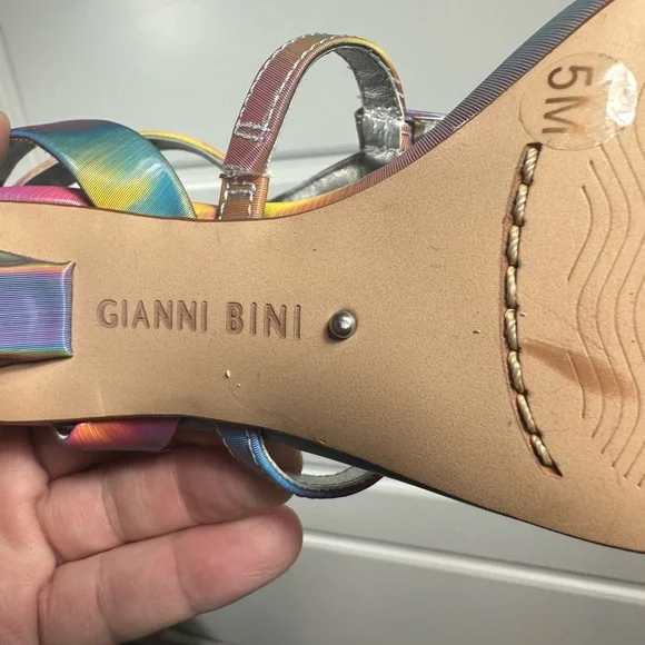 Gianni Bini Rainbow Iridescent Strappy Block Heel Sandals Size 5 - Picture 7 of 8